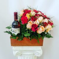 Caja de Rosas y Vino